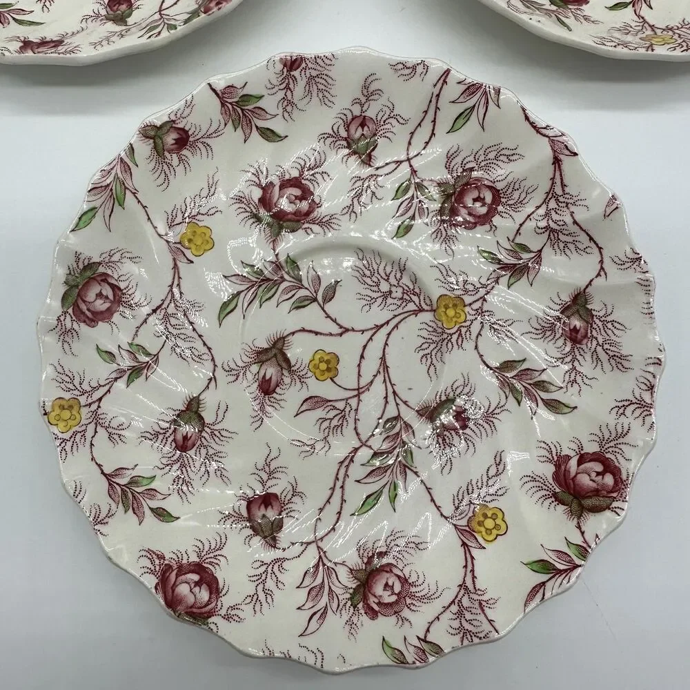Vintage Copeland Spode Saucers Rosebud Chintz 5.5
